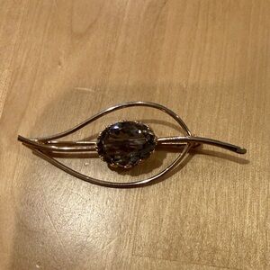 Elegant Gold and Brown Women's Brooch 12k gold filled